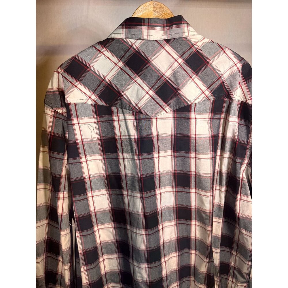 Wyoming Trader|Mens Long Sleeve Pear Snap Button Down| Tall 2XL |Black White wit - Picture 7 of 7